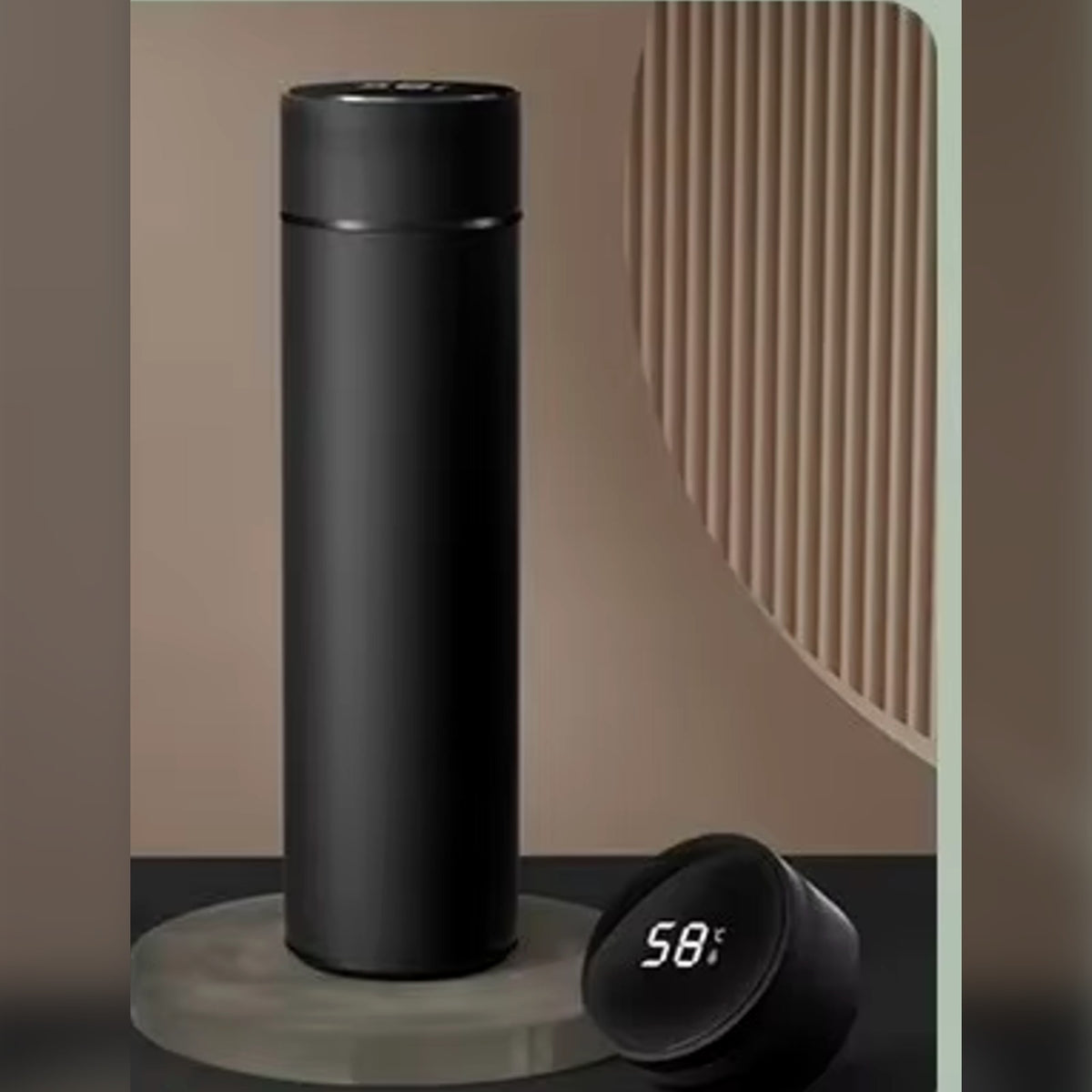 Black smart thermos with LED lid