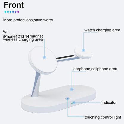 "3-in-1 Fast Wireless Charger Stand for iPhone 12 to 16, Apple Watch 4 to 10, and AirPods Pro/3/2"