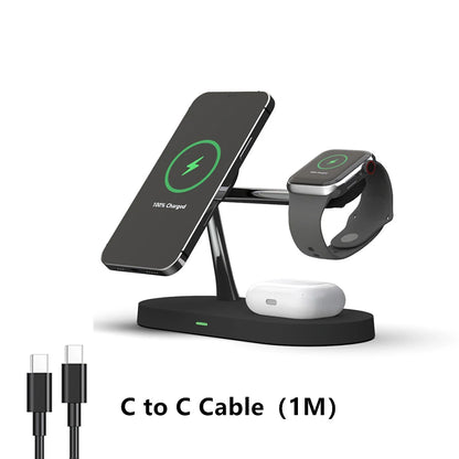 "3-in-1 Fast Wireless Charger Stand for iPhone 12 to 16, Apple Watch 4 to 10, and AirPods Pro/3/2"