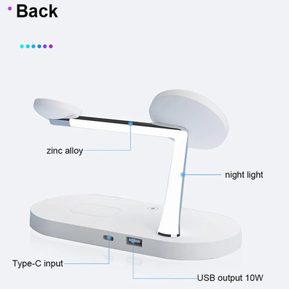 "3-in-1 Fast Wireless Charger Stand for iPhone 12 to 16, Apple Watch 4 to 10, and AirPods Pro/3/2"