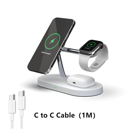 "3-in-1 Fast Wireless Charger Stand for iPhone 12 to 16, Apple Watch 4 to 10, and AirPods Pro/3/2"