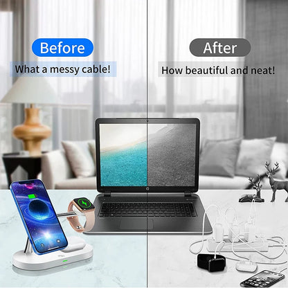 "3-in-1 Fast Wireless Charger Stand for iPhone 12 to 16, Apple Watch 4 to 10, and AirPods Pro/3/2"