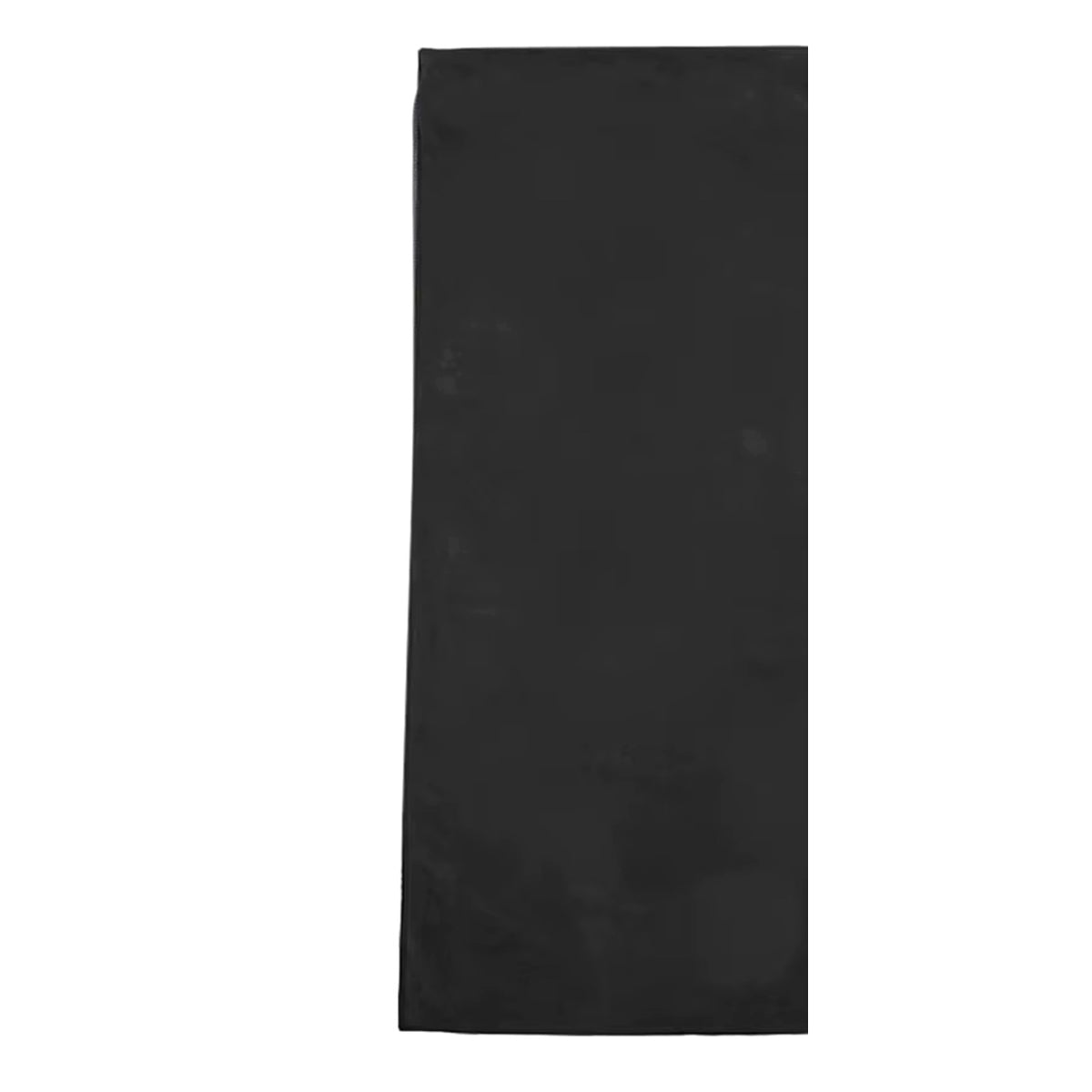 Black gym towel laid flat