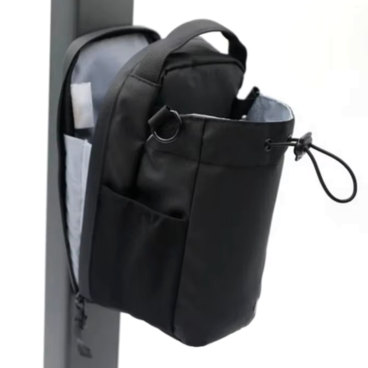 Apexify magnetic gym bag attached to a rack