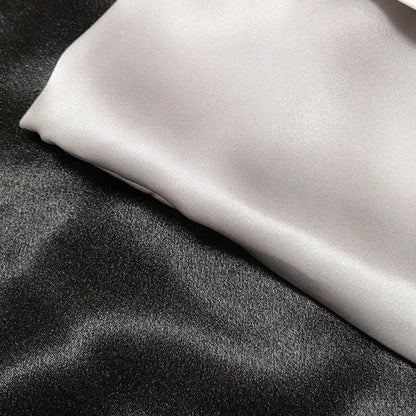 Silver mulberry silk pillowcase close-up