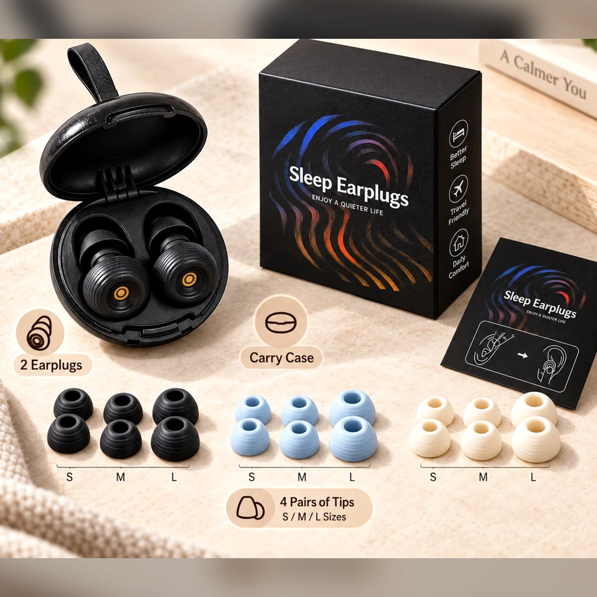 Apexify sleep earplugs with case and ear tips