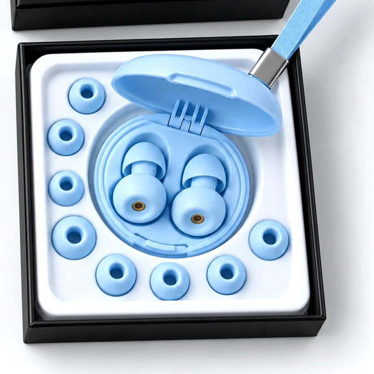 Sleep earplugs in sky blue